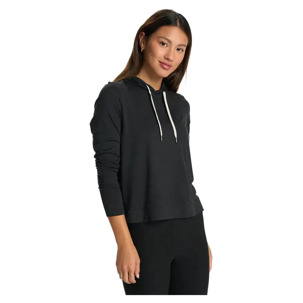 Vuori Women's Halo Essential Hoodie in Black Heather