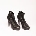 Chanel Black Leather Quilted Cap Toe Bootie