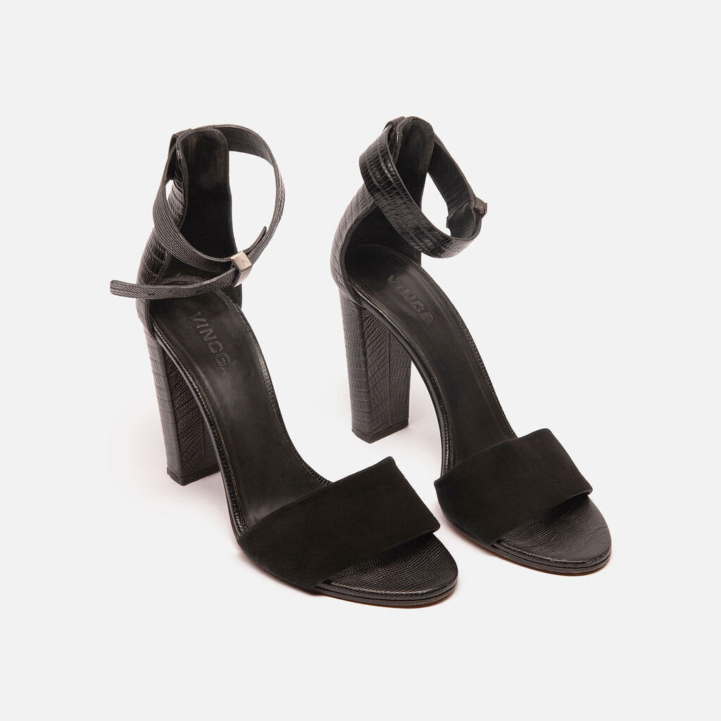 Vince Black Toe Strap Heel